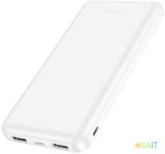 Мобильный аккумулятор Hoco J100 High-ranking 10000mAh 2.1A 2xUSB-A белый (J100 HIGH-RANKING WHITE)