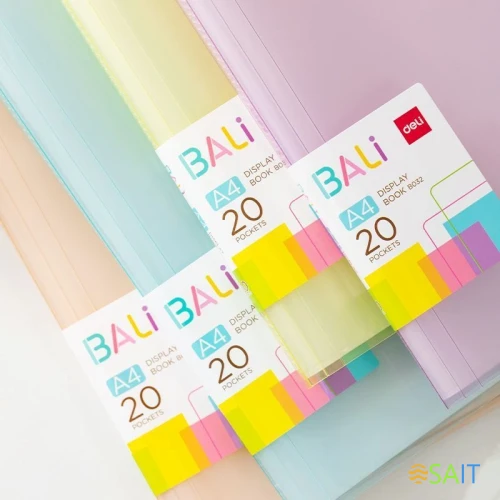 Папка с 20 прозр.вклад. Deli EB032 A4 полипропилен ассорти