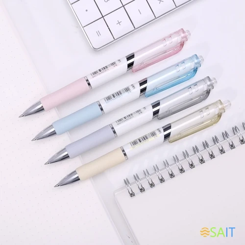 Ручка гелев. автоматическая Deli S11 ассорти d=0.5мм черн. черн. резин. манжета