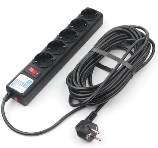 Сетевой фильтр Powercube SPG5-10M 10м (5 розеток) черный (коробка)