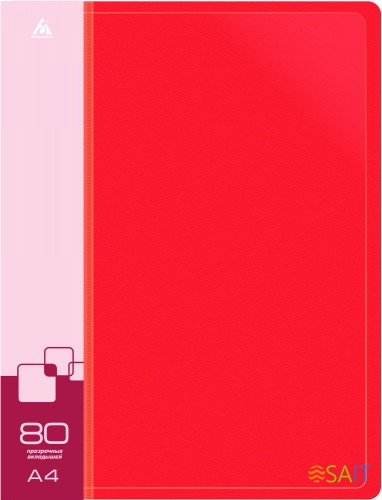 Папка с 80 прозр.вклад. Бюрократ -BPV80RED A4 пластик 0.8мм торц.карм с бум. встав красный