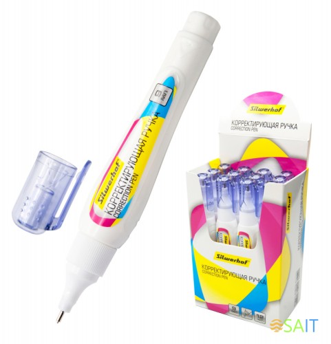 Ручка корректор Silwerhof 443007 9мл дисплей картонный