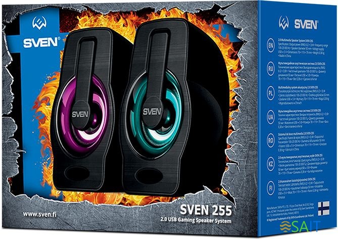Колонки Sven 255 2.0 черный 6Вт портативные