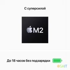 Ноутбук Apple MacBook Air A2681 M2 8 core 16Gb SSD256Gb/10 core GPU 13.6" IPS (2560x1664) Mac OS midnight WiFi BT Cam (Z16000A54)
