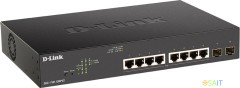 Коммутатор D-Link DGS-1100-10MPV2/A3A (L2) 8x1Гбит/с 2xКомбо(1000BASE-T/SFP) 2SFP 8PoE 130W управляемый
