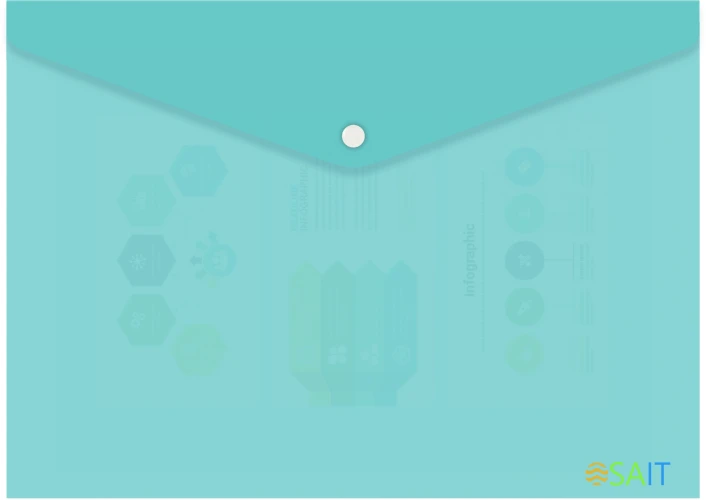 Конверт на кнопке Бюрократ Pastel -PKPAST/GRN A4 пластик 0.18мм мятный