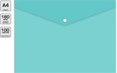 Конверт на кнопке Бюрократ Pastel -PKPAST/GRN A4 пластик 0.18мм мятный