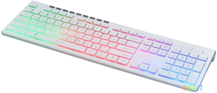 Клавиатура Оклик 490ML белый USB slim Multimedia LED