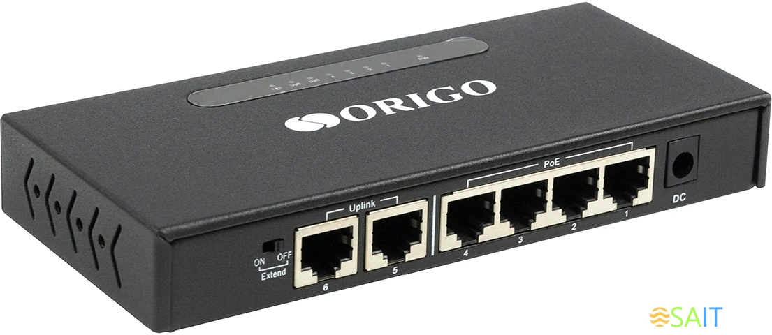 Коммутатор Origo OS1206P/60W OS1206P/60W/A1A (L2) 6x100Мбит/с 4PoE 4PoE+ 100W неуправляемый