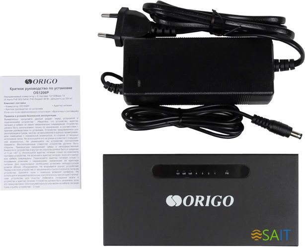 Коммутатор Origo OS1206P/60W OS1206P/60W/A1A (L2) 6x100Мбит/с 4PoE 4PoE+ 100W неуправляемый