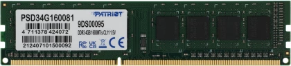 Память DDR3 4Gb 1600MHz Patriot PSD34G160081 RTL PC3-12800 CL11 DIMM 240-pin 1.5В single rank Ret