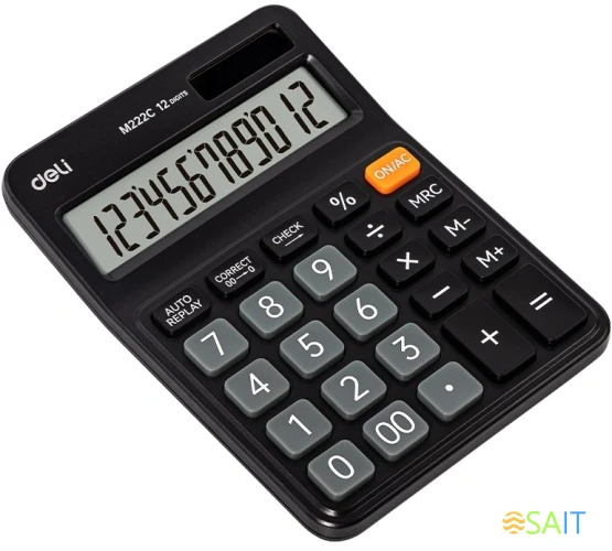 Калькулятор настольный Deli Askend EM222C черный 12-разр.