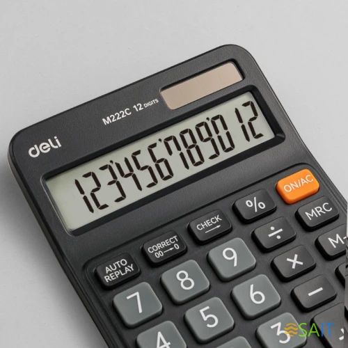 Калькулятор настольный Deli Askend EM222C черный 12-разр.