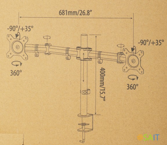 Кронштейн для мониторов Cactus CS-VM-D29-AL серебристый 13"-27" макс.8кг настольный поворот и наклон