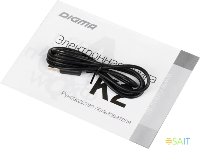 Электронная книга Digma K2 6" E-ink HD Pearl 758x1024 600MHz/4Gb/microSDHC/подсветка дисплея темно-серый