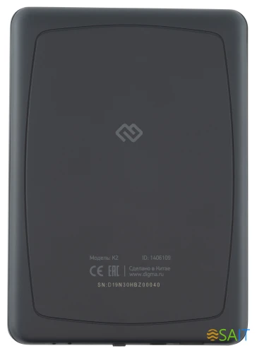 Электронная книга Digma K2 6" E-ink HD Pearl 758x1024 600MHz/4Gb/microSDHC/подсветка дисплея темно-серый