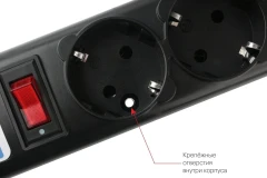 Фильтр-удлинитель Power Cube 1.9м 5 розеток (черный графит) 10А/2,2кВт Электрическая мануфактура SPG5-C2