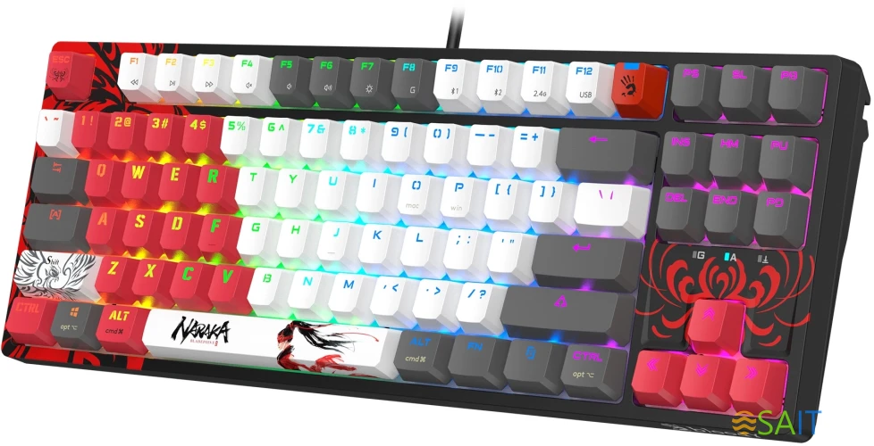 Клавиатура A4Tech Bloody WS87 Naraka механическая черный/красный USB беспроводная BT/Radio Multimedia for gamer LED (WS87)