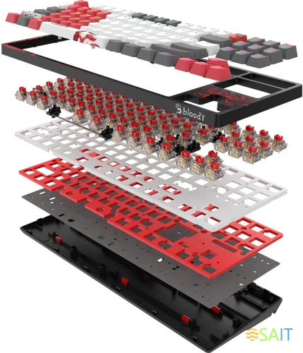 Клавиатура A4Tech Bloody WS87 Naraka механическая черный/красный USB беспроводная BT/Radio Multimedia for gamer LED (WS87)