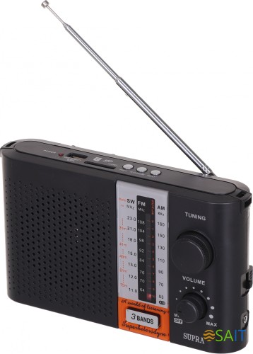 Радиоприемник портативный Supra ST-17U черный USB SD