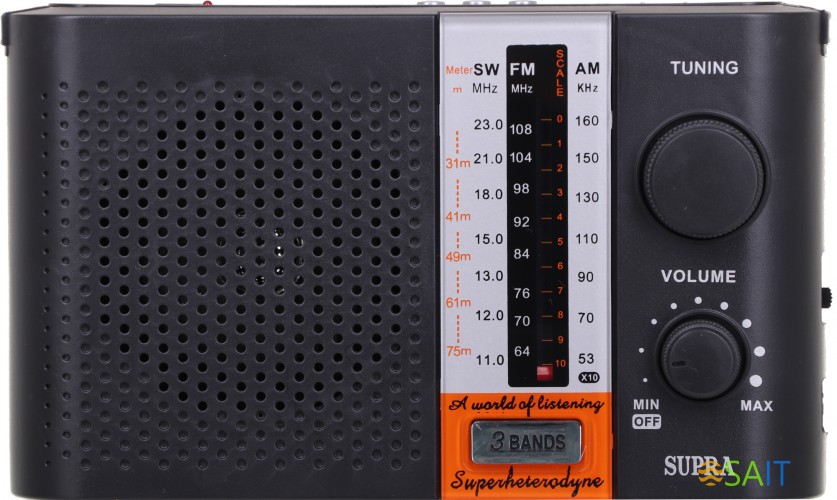 Радиоприемник портативный Supra ST-17U черный USB SD