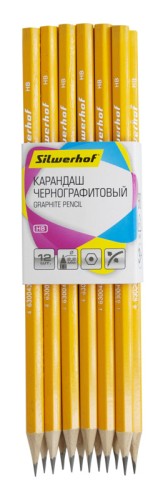 Карандаш ч/г Silwerhof Basic 120637-00 2мм HB шестигран. дерево карт.пер.