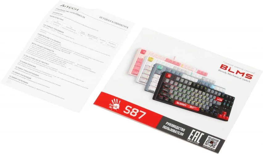 Клавиатура A4Tech Bloody S87 Energy механическая черный/красный USB for gamer LED (S87 USB ENERGY RED)