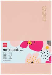 Блокнот Deli EN135LPINK A5 210х143мм искусст. кожа 80л линейка мягкая обложка розовый