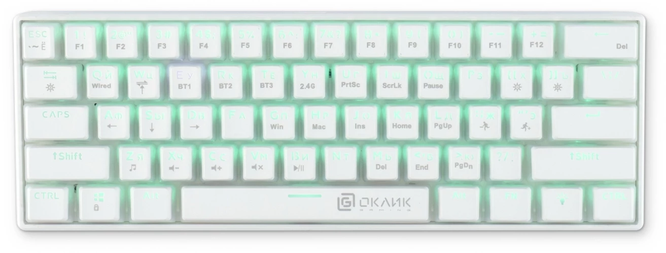 Клавиатура Оклик K763W механическая белый USB беспроводная BT/Radio Multimedia for gamer LED (1920562)