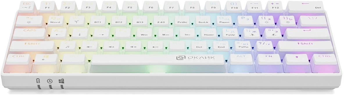 Клавиатура Оклик K763W механическая белый USB беспроводная BT/Radio Multimedia for gamer LED (1920562)