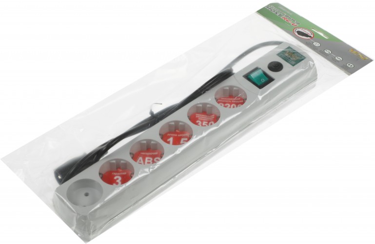 Сетевой фильтр Most RG-U 1.5м (6 розеток) белый (коробка)