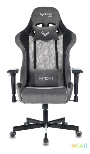 Кресло игровое Zombie VIKING 7 KNIGHT Fabric серый Loft ромбик ткань/эко.кожа с подголов. крестов. металл