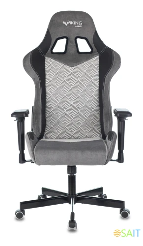 Кресло игровое Zombie VIKING 7 KNIGHT Fabric серый Loft ромбик ткань/эко.кожа с подголов. крестов. металл