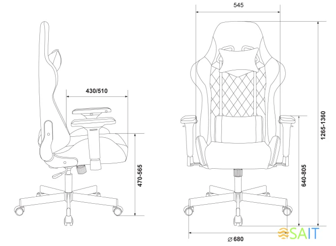 Кресло игровое Zombie VIKING 7 KNIGHT Fabric серый Loft ромбик ткань/эко.кожа с подголов. крестов. металл