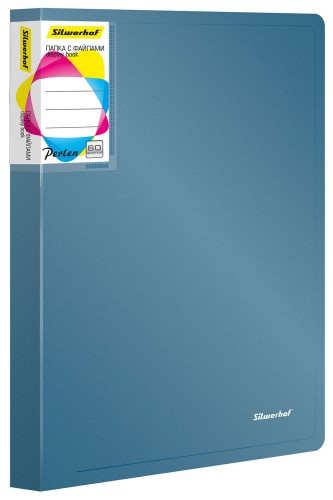 Папка с 60 прозр.вклад. Silwerhof Perlen 292961-74 A4 1мм карман синий металлик