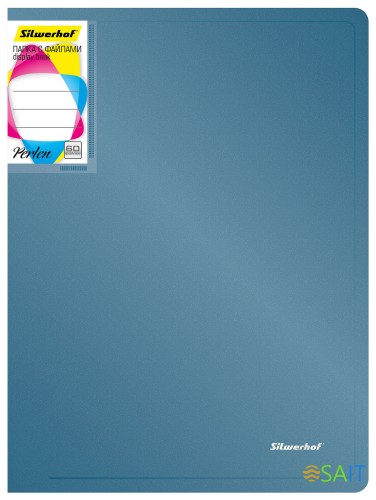 Папка с 60 прозр.вклад. Silwerhof Perlen 292961-74 A4 1мм карман синий металлик