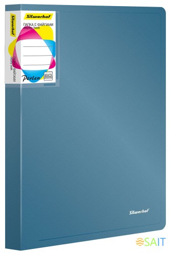 Папка с 60 прозр.вклад. Silwerhof Perlen 292961-74 A4 1мм карман синий металлик