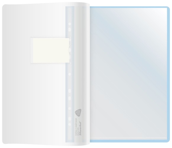 Папка-скоросшиватель Silwerhof 255120-02 A4 прозрач.верх.лист 10 вкладышей боков.перф. полипропилен голубой