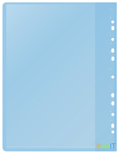 Папка-скоросшиватель Silwerhof A4 прозрач.верх.лист 10 вкладышей боков.перф. полипропилен голубой