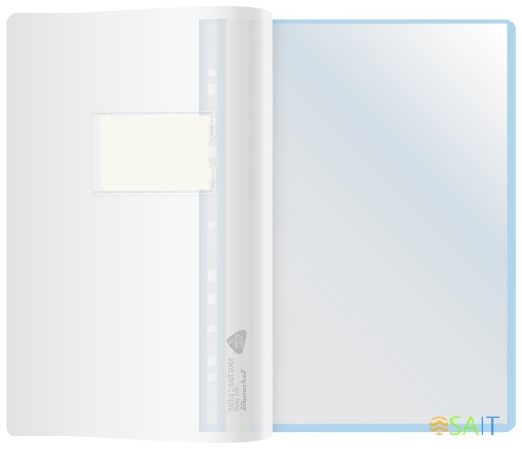 Папка-скоросшиватель Silwerhof A4 прозрач.верх.лист 10 вкладышей боков.перф. полипропилен голубой