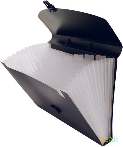 Портфель Бюрократ -BPP13BLCK 13 отдел. A4 пластик 0.7мм черный