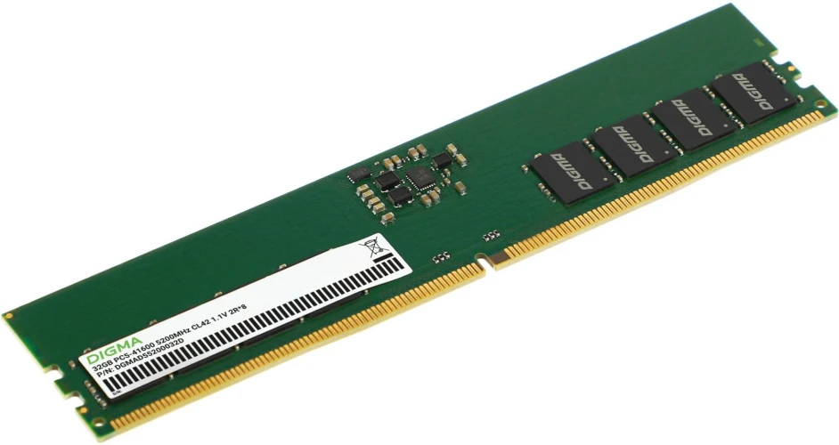 Память DDR5 32GB 5200MHz Digma DGMAD55200032D RTL PC5-41600 CL42 DIMM 288-pin 1.1В dual rank Ret