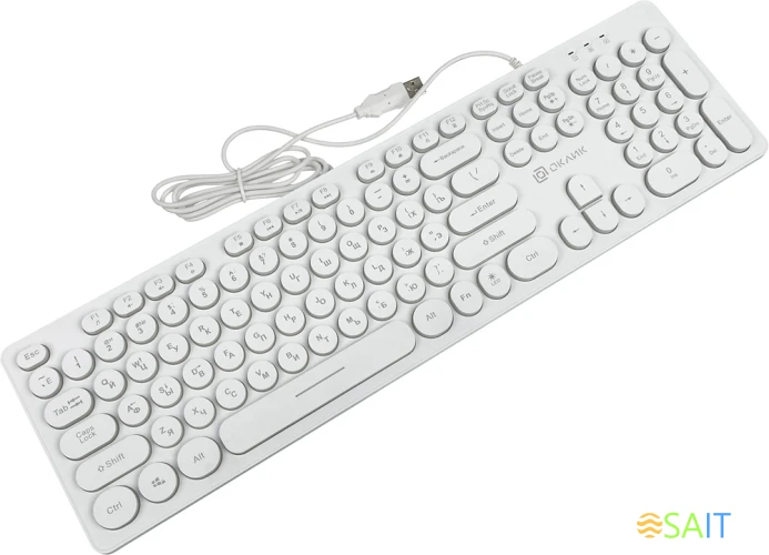 Клавиатура Оклик 420MRL белый USB slim Multimedia LED