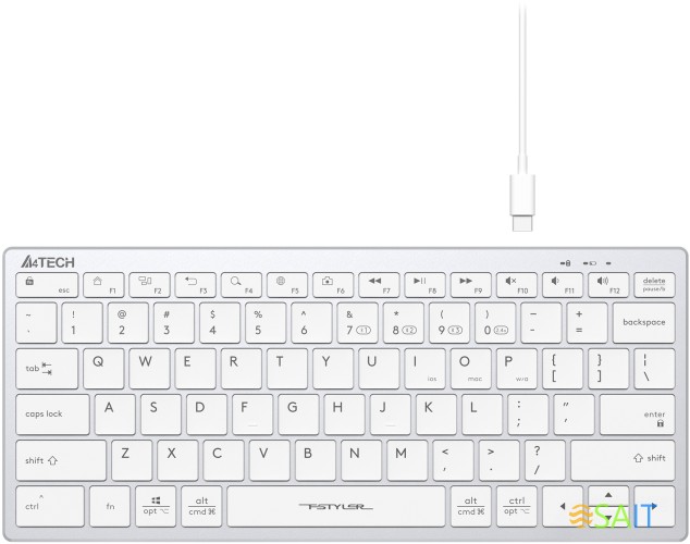 Клавиатура A4Tech Fstyler FBX51C белый USB беспроводная BT/Radio slim Multimedia для ноутбука (FBX51C WHITE)