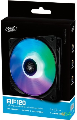 Вентилятор для корпуса Deepcool RF 120 RGB 120х120x25 черный 4-pin 27дБ (DP-FRGB-RF120-1C) Ret