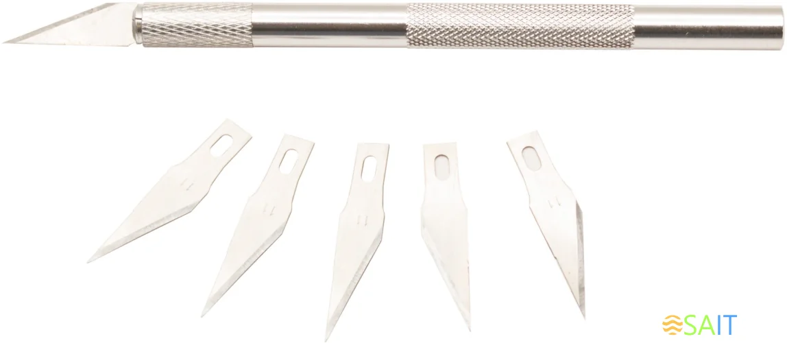 Резак-скальпель Silwerhof Create 5 сменных лезвий металл