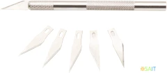Резак-скальпель Silwerhof Create 5 сменных лезвий металл