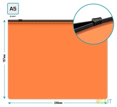 Папка на молнии ZIP Бюрократ Double Neon DNEBPM5AORBL A5 полипропилен 0.15мм оранжевый цвет молнии черный