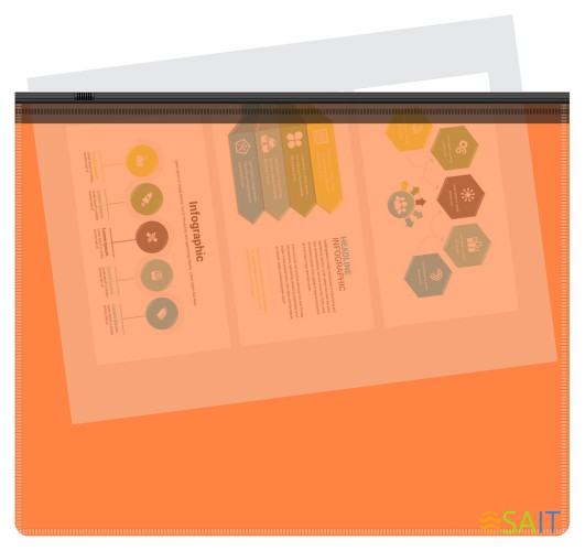 Папка на молнии ZIP Бюрократ Double Neon DNEBPM5AORBL A5 полипропилен 0.15мм оранжевый цвет молнии черный