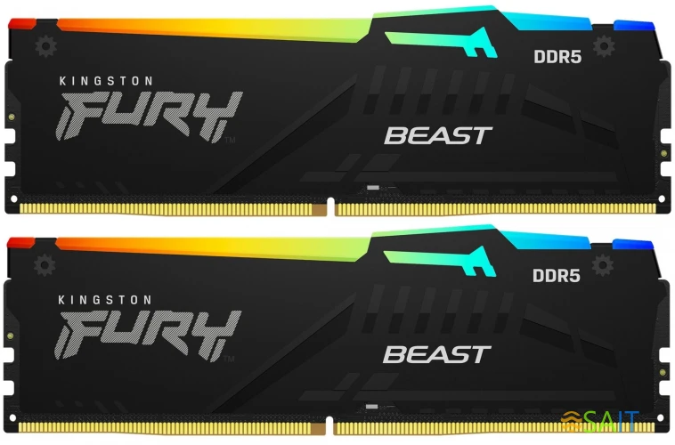 Память DDR5 2x8Gb 6000MHz Kingston KF560C36BBEAK2-16 Fury Beast RGB RTL Gaming PC5-48000 CL36 DIMM 288-pin 1.35В single rank с радиатором Ret